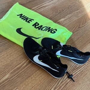 Nike Black and Neon Green Running Spikes with White Swoosh